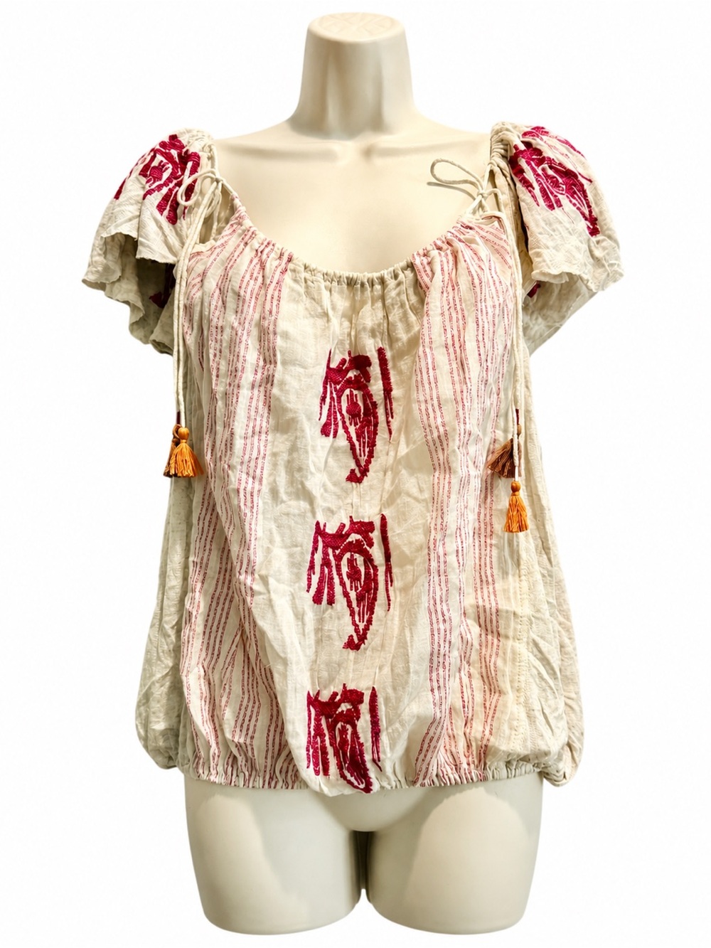Boho Top in Cream with Accents